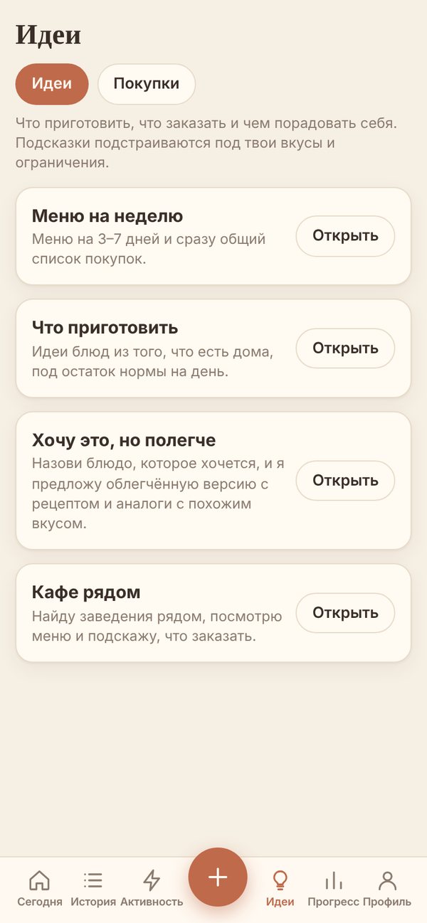 Вкладка «Идеи»